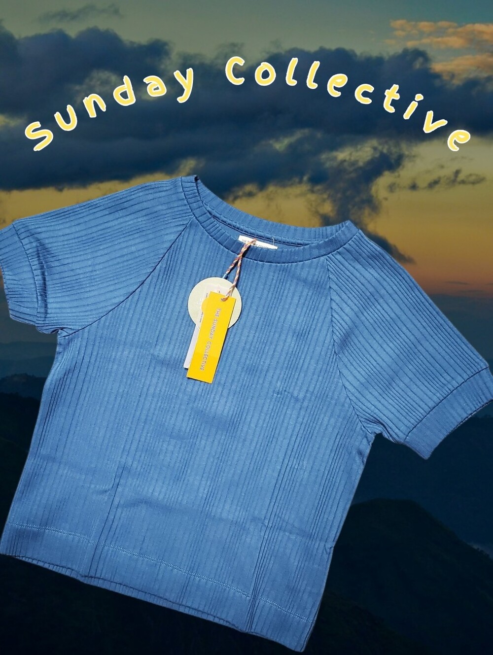 The Sunday Collective Kids' Midnight Blue Ribbed Raglan Short Sleeve Tee